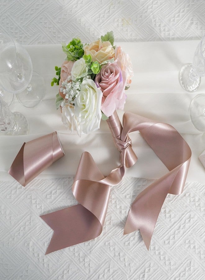 MEEDEE Dark Pink Satin Ribbon Lux Double Faced Satin Ribbon 3 Inch Wide Dusty Rose Ribbons by 10 Yards Pink Silk Ribbons for Crafts, Christmas Tree Decoration, Flower Bouquet, Weddings - Image 4